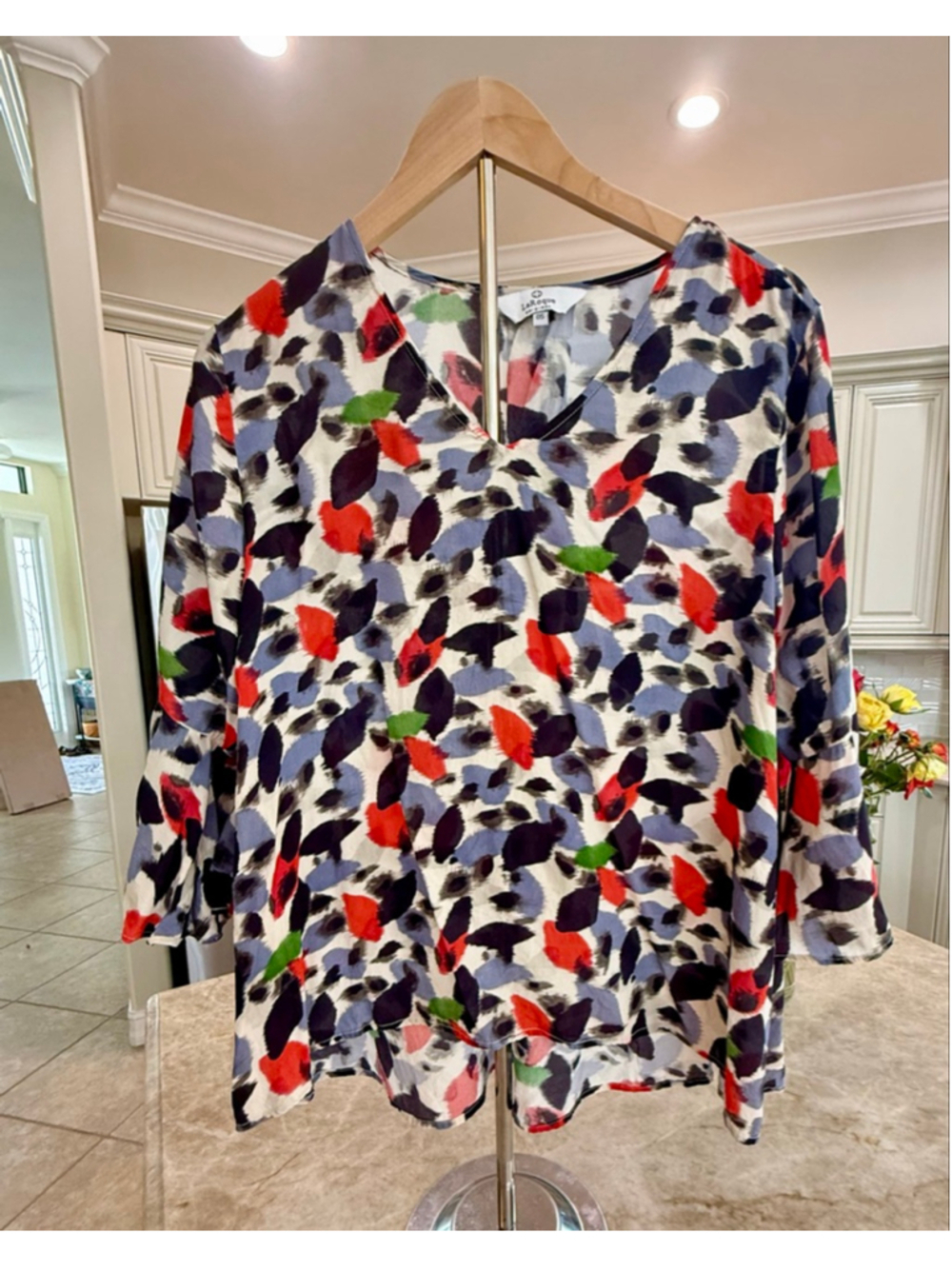 La Roque silk OS Multi-color Abstract silk Blouse